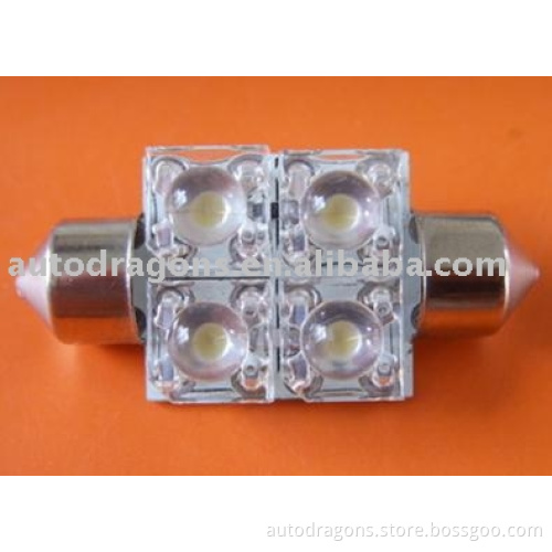 New! car Festoon piranha LED lights, 4 Flux leds,10mm*31mm,festoon led, led lamp, led ,car led, auto led, car led lighting